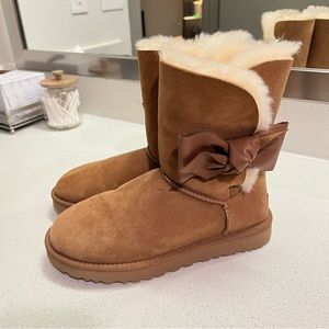 UGG leather bow boots